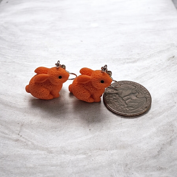 Orange Rabbit Earrings - Picture 2 of 3